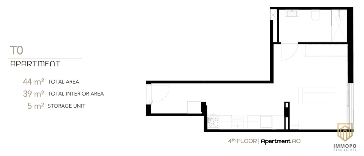 Apartamento T0 para Venda em Ramalde Planta 1