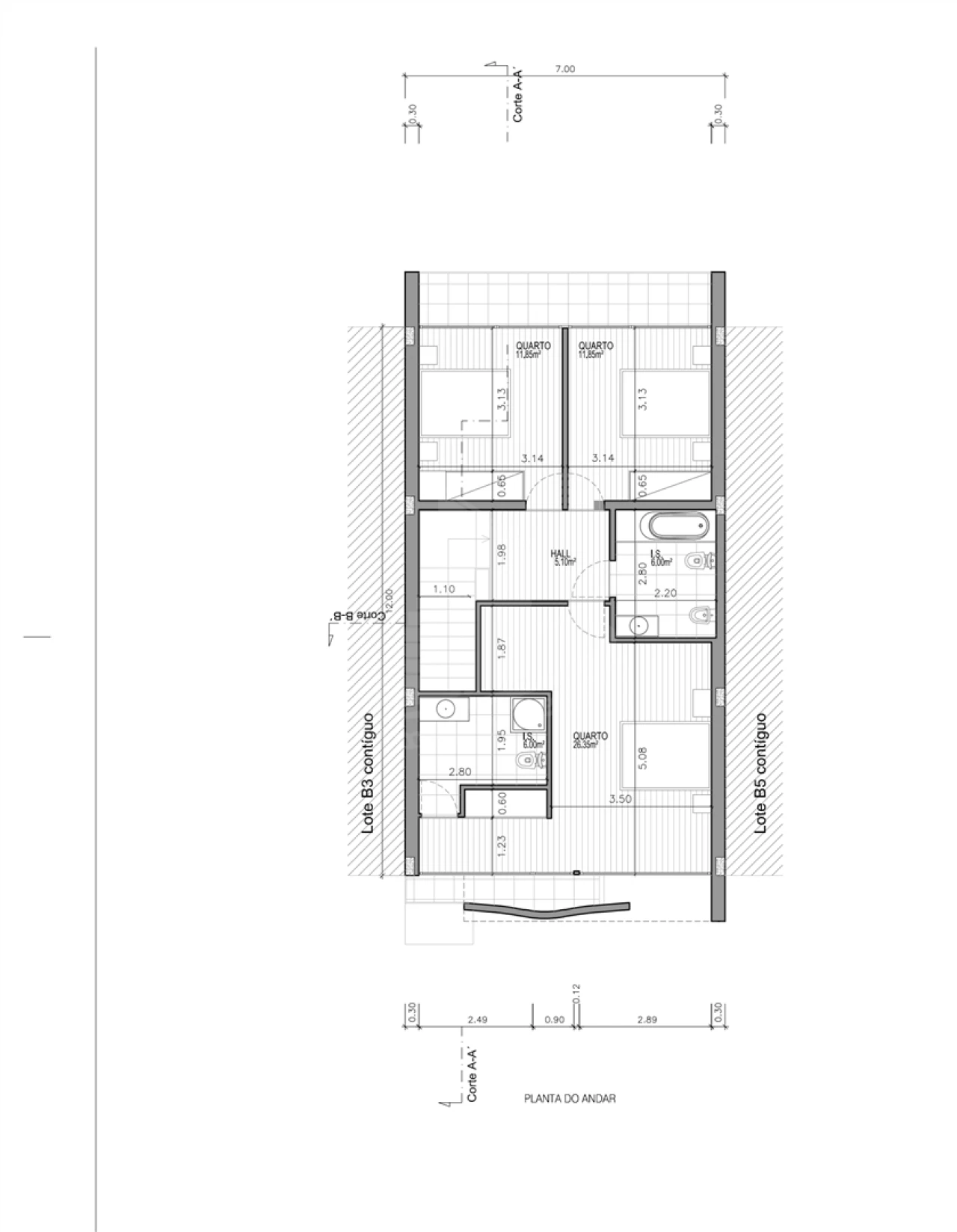 Moradia T3 para Venda em Palmeira Planta 3
