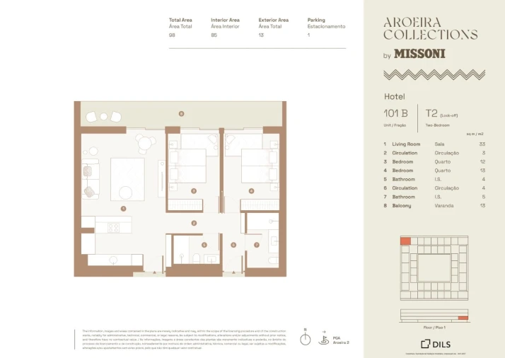 Apartamento T2 para Venda em Charneca de Caparica e Sobreda Planta 1