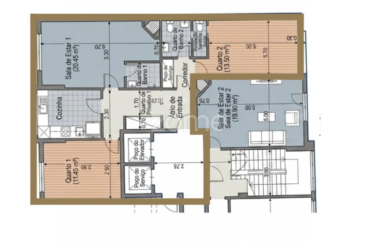 Apartamento T2 para Venda em Rio de Mouro Planta 1