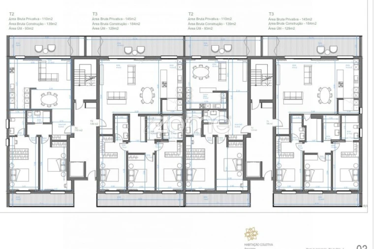 Apartamento T3 para Venda em Santa Clara e Castelo Viegas Planta 3