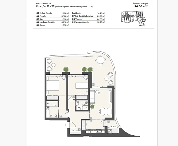 Apartamento T2 para Venda em Lagos (São Sebastião e Santa Maria) Planta 1