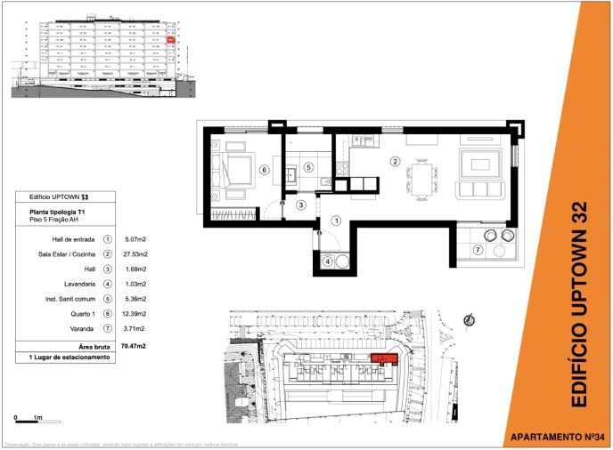 Apartamento T1 para Venda em São Martinho Planta 1