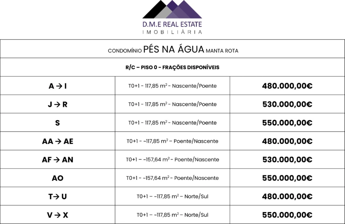 Apartamento T1 para Venda em Vila Nova de Cacela Planta 2