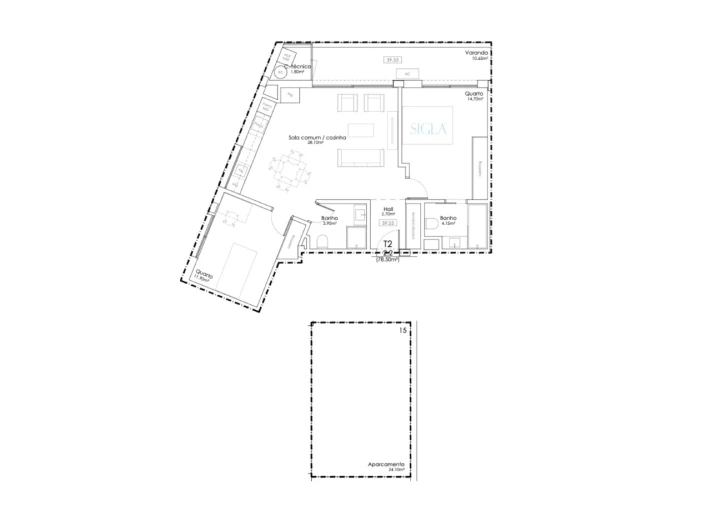 Apartamento T2 para Venda em Gulpilhares e Valadares Planta 1