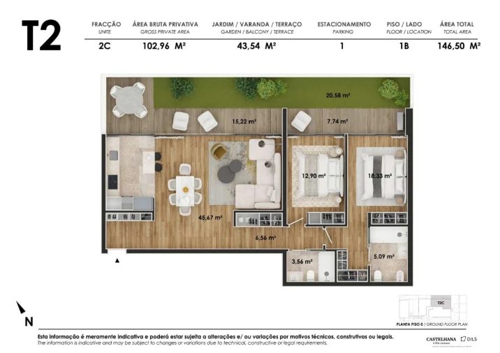 Apartamento T2 para Venda em Alvalade Planta 1