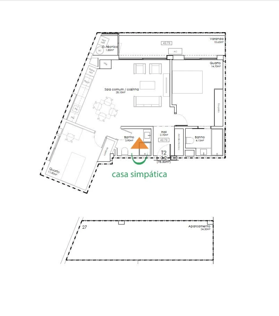 Apartamento T2 para Venda em Gulpilhares e Valadares Foto 14