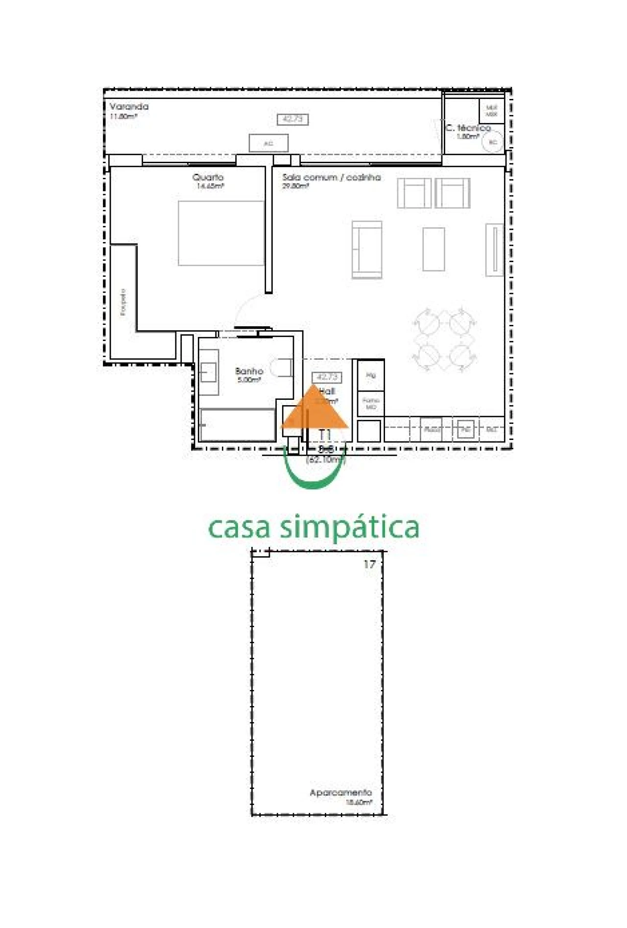 Apartamento T1 para Venda em Gulpilhares e Valadares Foto 14