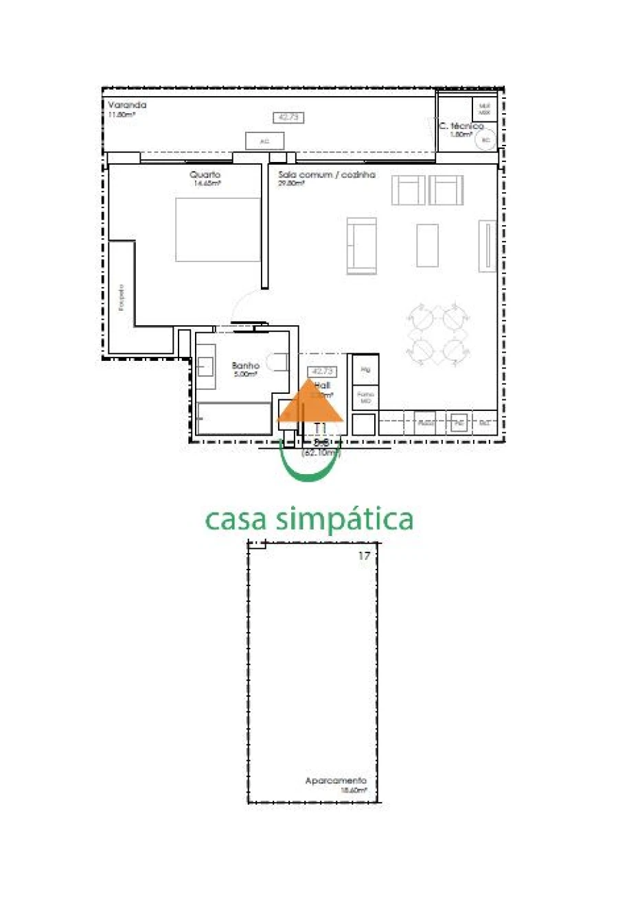 Apartamento T1 para Venda em Gulpilhares e Valadares Foto 14