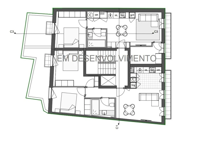 Moradia T3 para Venda em São Vitor (Braga) Planta 1