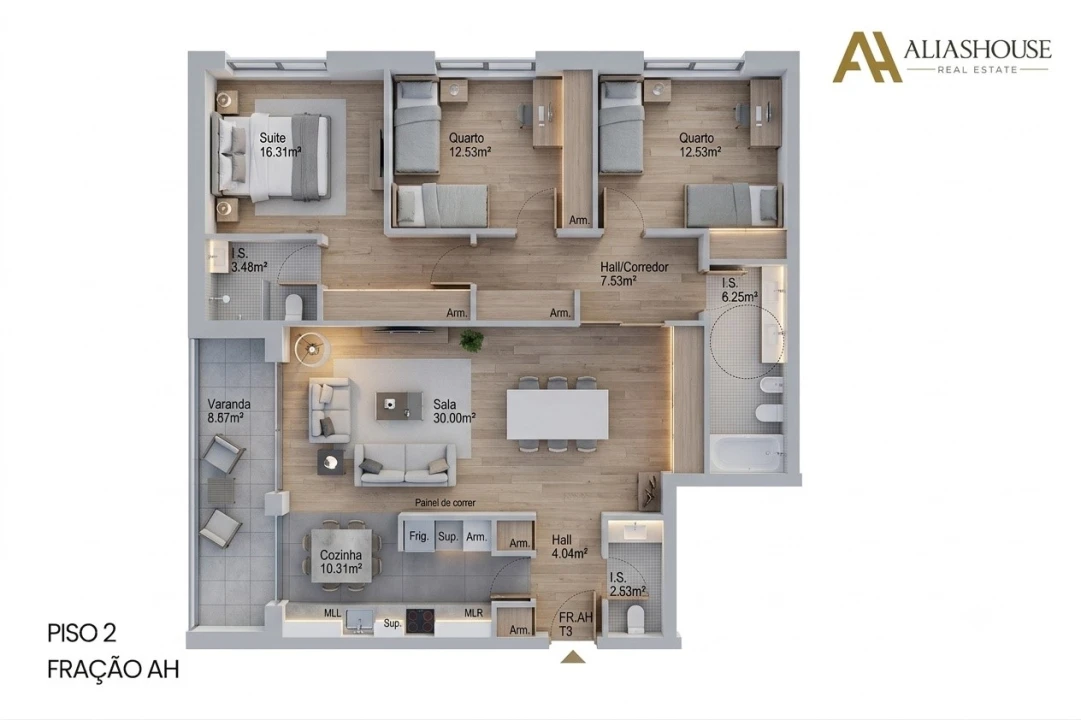 Apartamento T3 para Venda em Leiria, Pousos, Barreira e Cortes Planta 2
