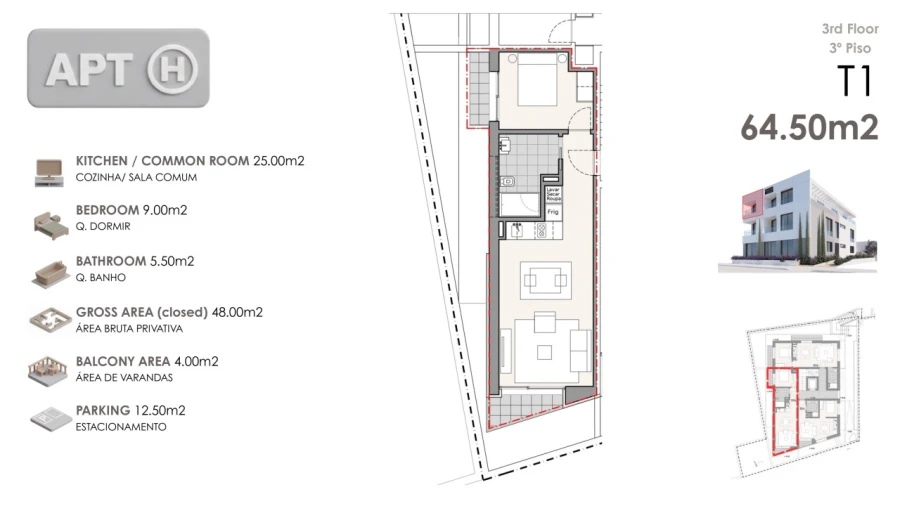Apartamento T1 para Venda em Machico Planta 1