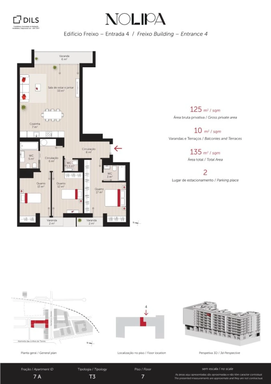 Apartamento T3 para Venda em Lumiar Planta 1