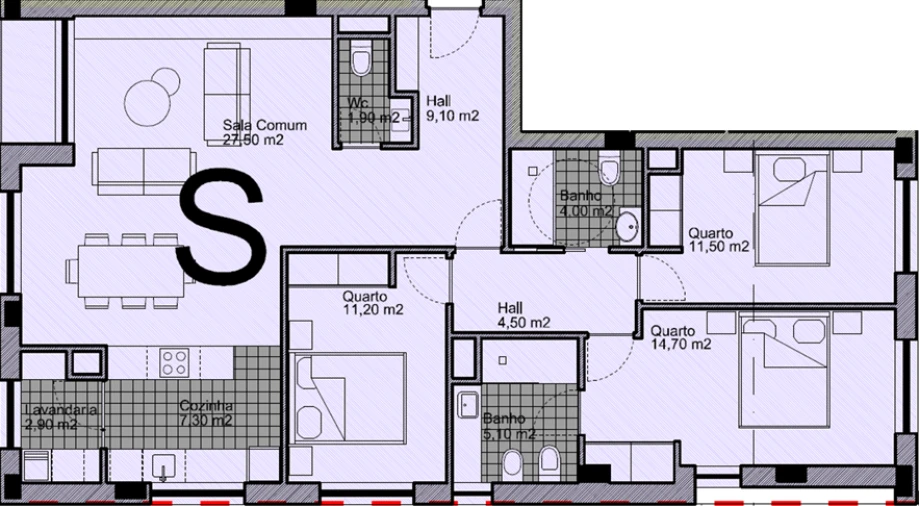 Apartamento T3 para Venda em Ermesinde Planta 1