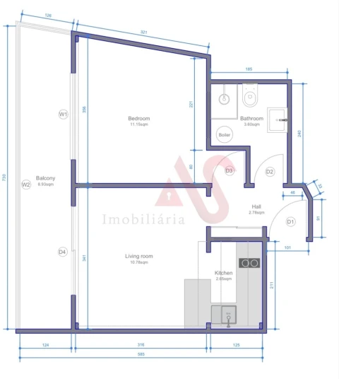 Apartamento T1 para Arrendamento em Bonfim