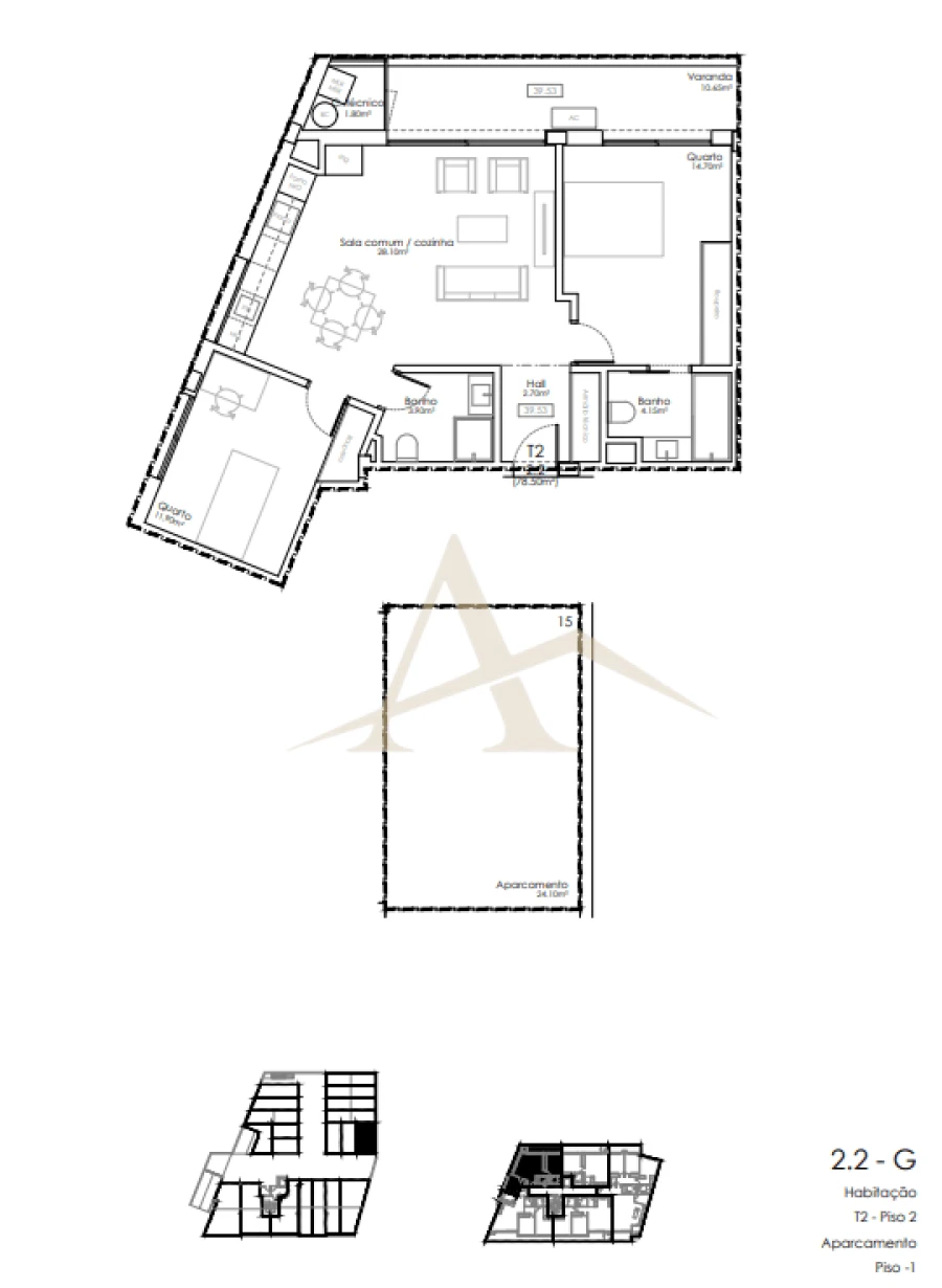 Apartamento T2 para Venda em Valadares Planta 1