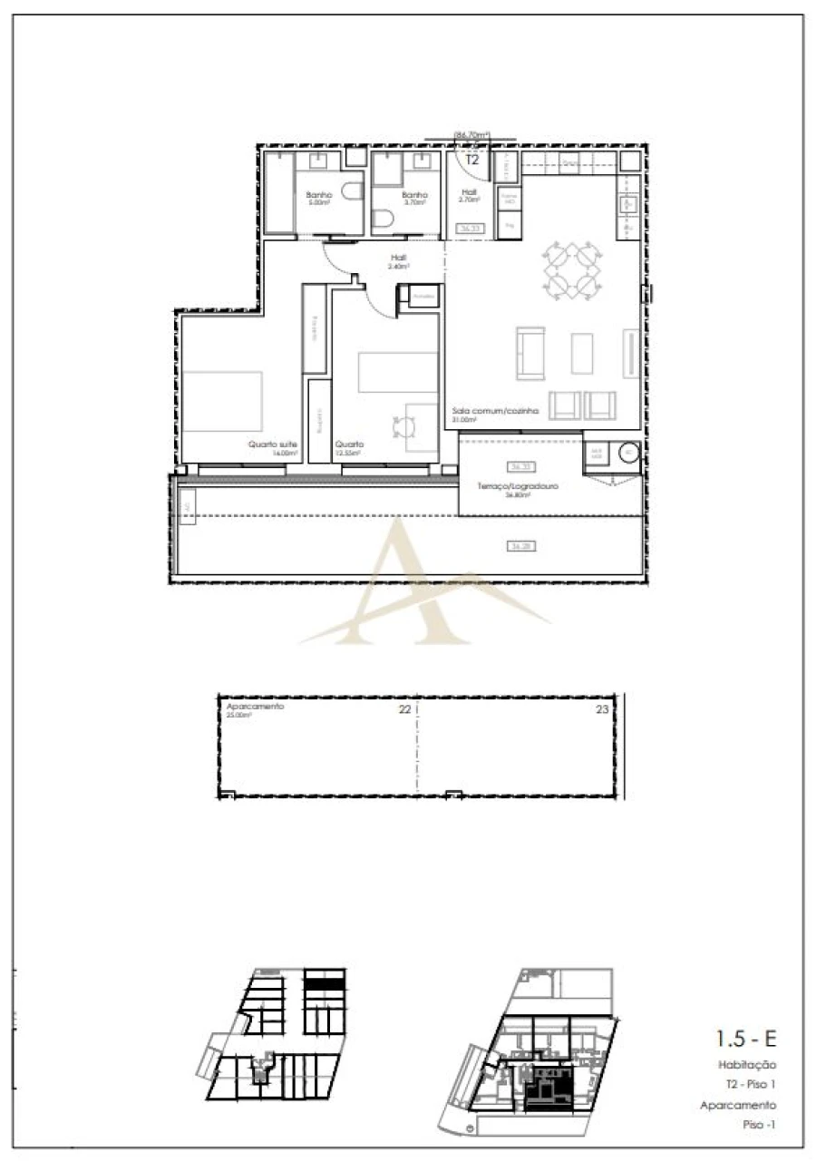 Apartamento T2 para Venda em Valadares Planta 1