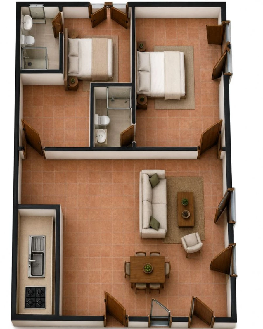 Apartamento T2 para Venda em Nossa Senhora da Conceição, São Brás dos Matos, Juromenha Planta 2