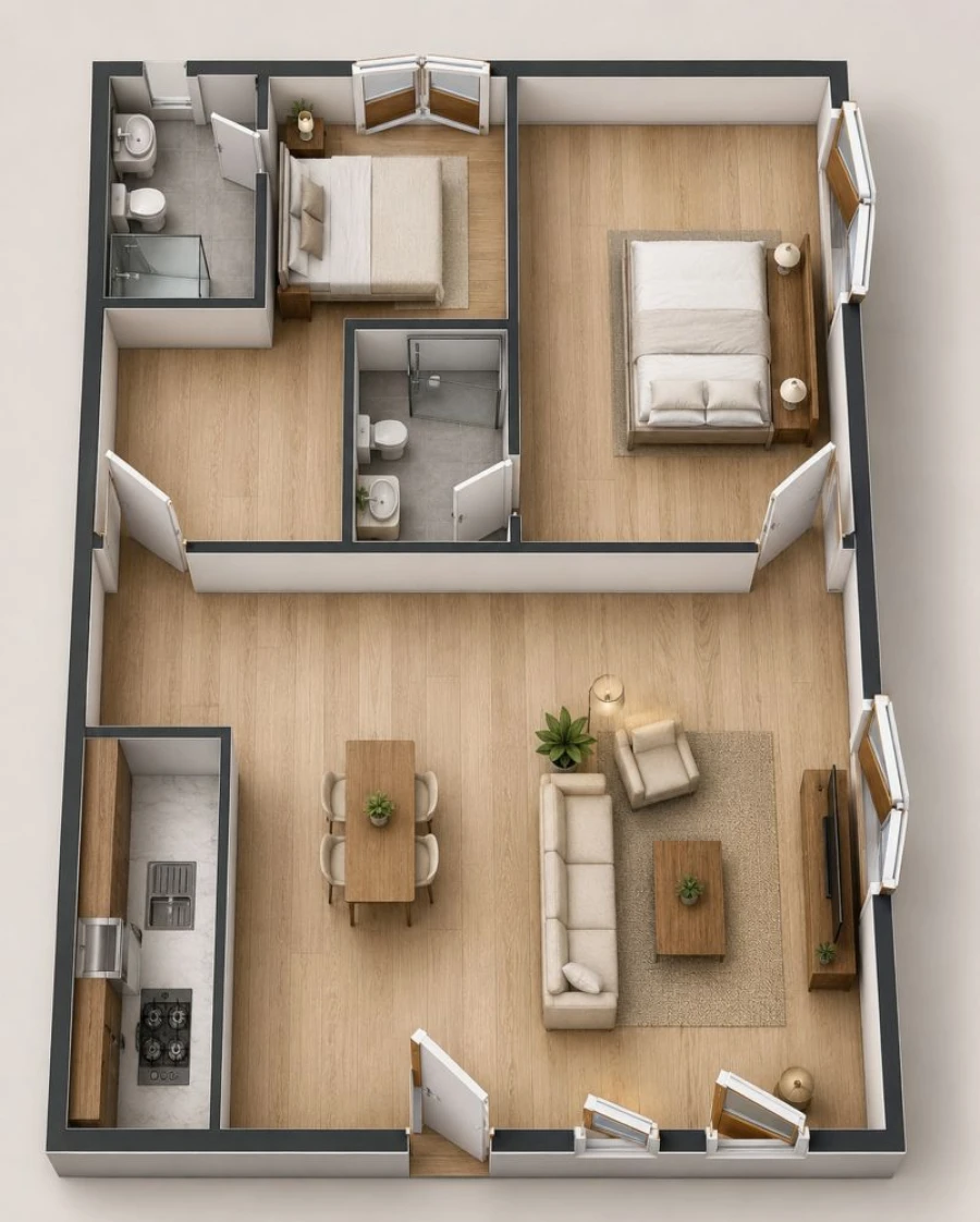 Apartamento T2 para Venda em Nossa Senhora da Conceição, São Brás dos Matos, Juromenha Planta 1