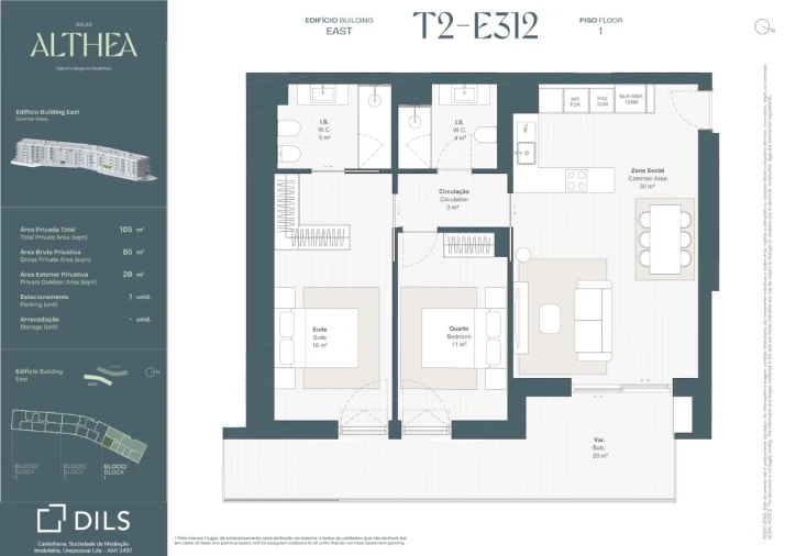 Apartamento T2 para Venda em Queluz e Belas Planta 1