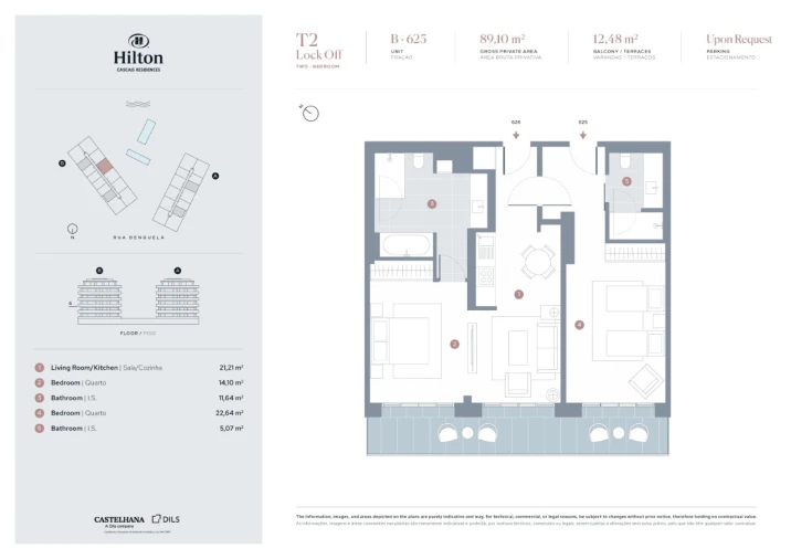 Apartamento T2 para Venda em Carcavelos e Parede Planta 1