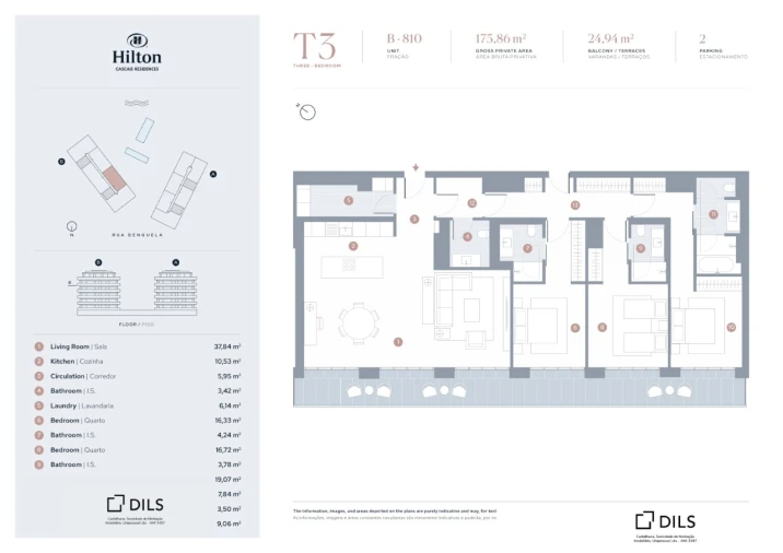 Apartamento T3 para Venda em Carcavelos e Parede Planta 1