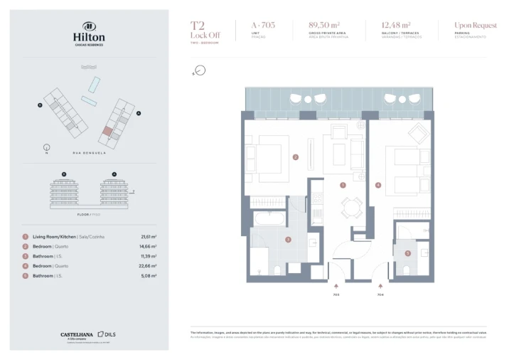 Apartamento T2 para Venda em Carcavelos e Parede Planta 1