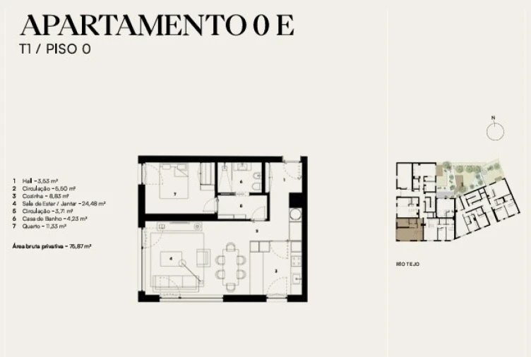 Apartamento T1 para Venda em Alcantara Planta 1