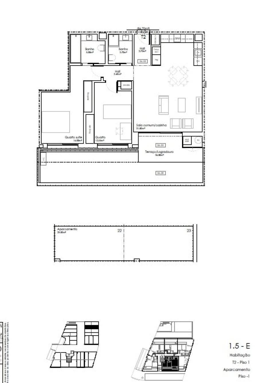 Apartamento T2 para Venda em Gulpilhares e Valadares Planta 1