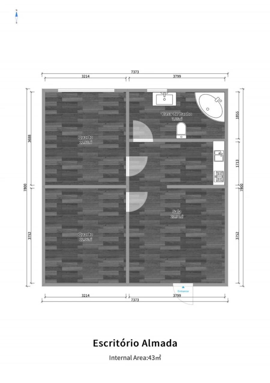 Apartamento T2 para Venda em Almada, Cova da Piedade, Pragal e Cacilhas Planta 1