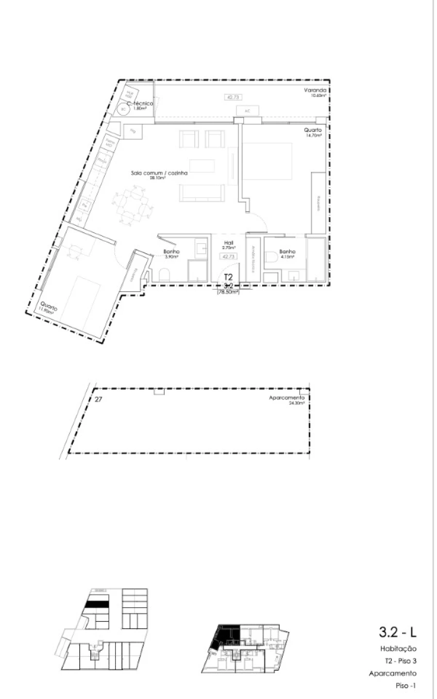 Apartamento T2 para Venda em Gulpilhares e Valadares Planta 1