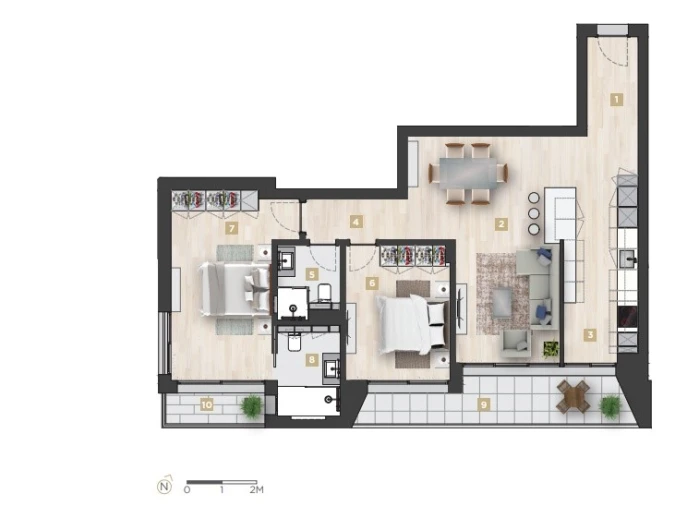 Apartamento T2 para Venda em Santo Antonio Planta 1