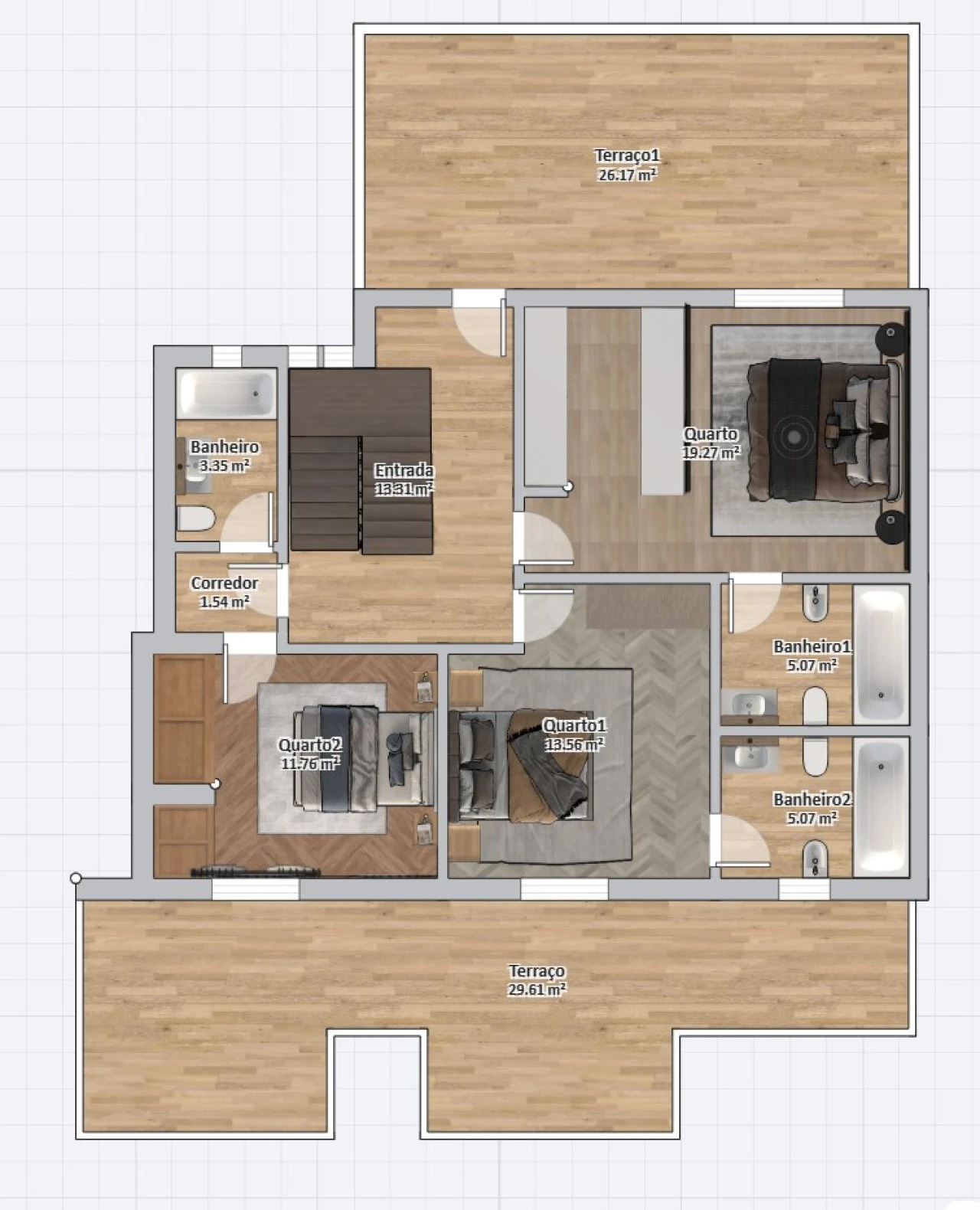 Apartamento T4 para Venda em Loule (São Sebastião) Planta 4