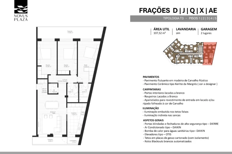 Apartamento T3 para Venda em Glória e Vera Cruz Planta 1