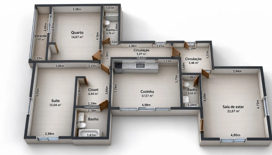 Apartamento T2 para Venda em Vila Real de Santo Antonio Planta 1