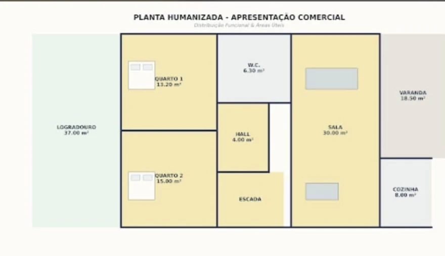 Moradia T3 para Venda em Madalena Planta 2