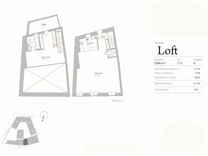 Apartamento T1 para Venda em Misericórdia Planta 1