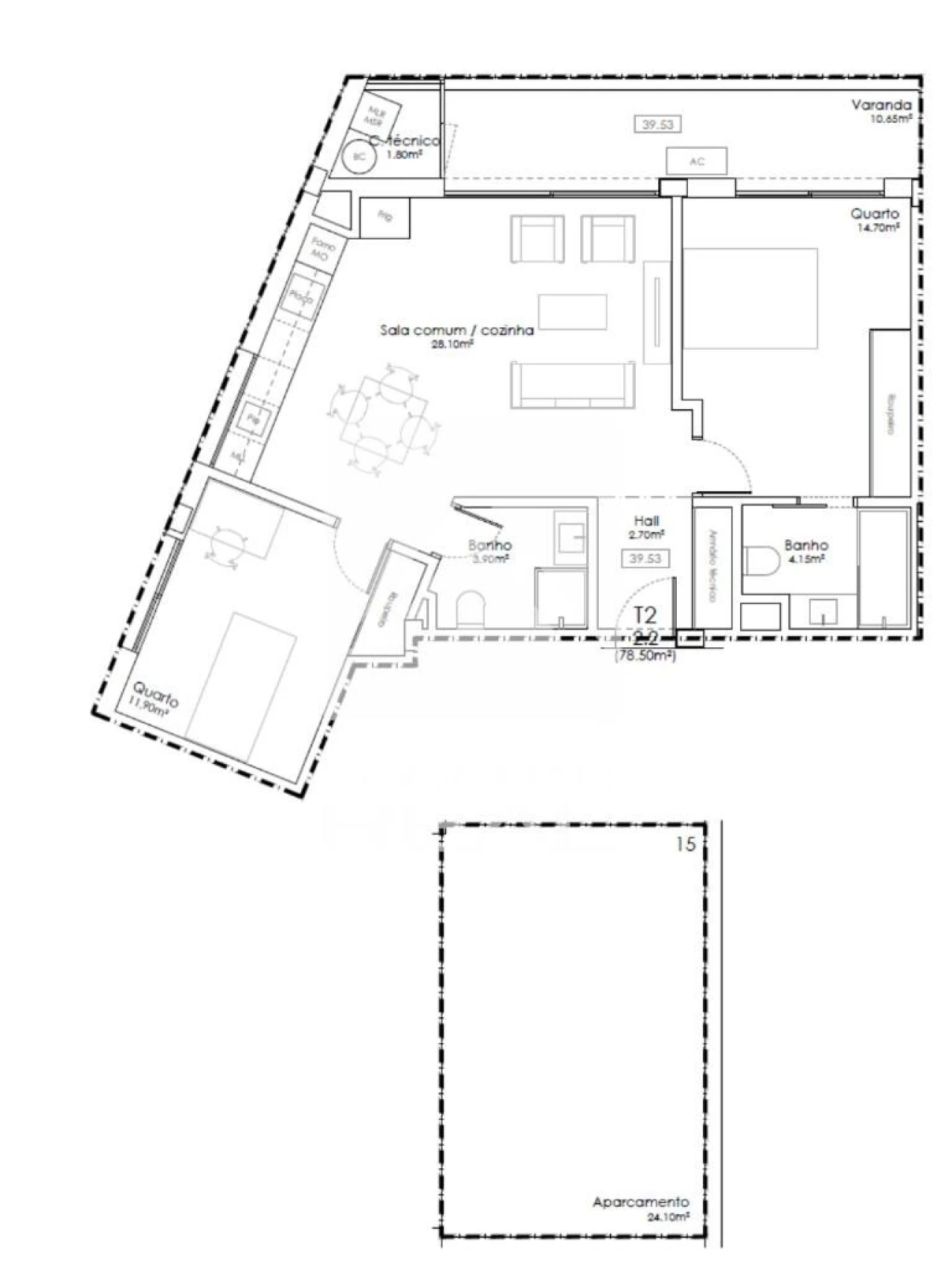 Apartamento T2 para Venda em Gulpilhares e Valadares Foto 14