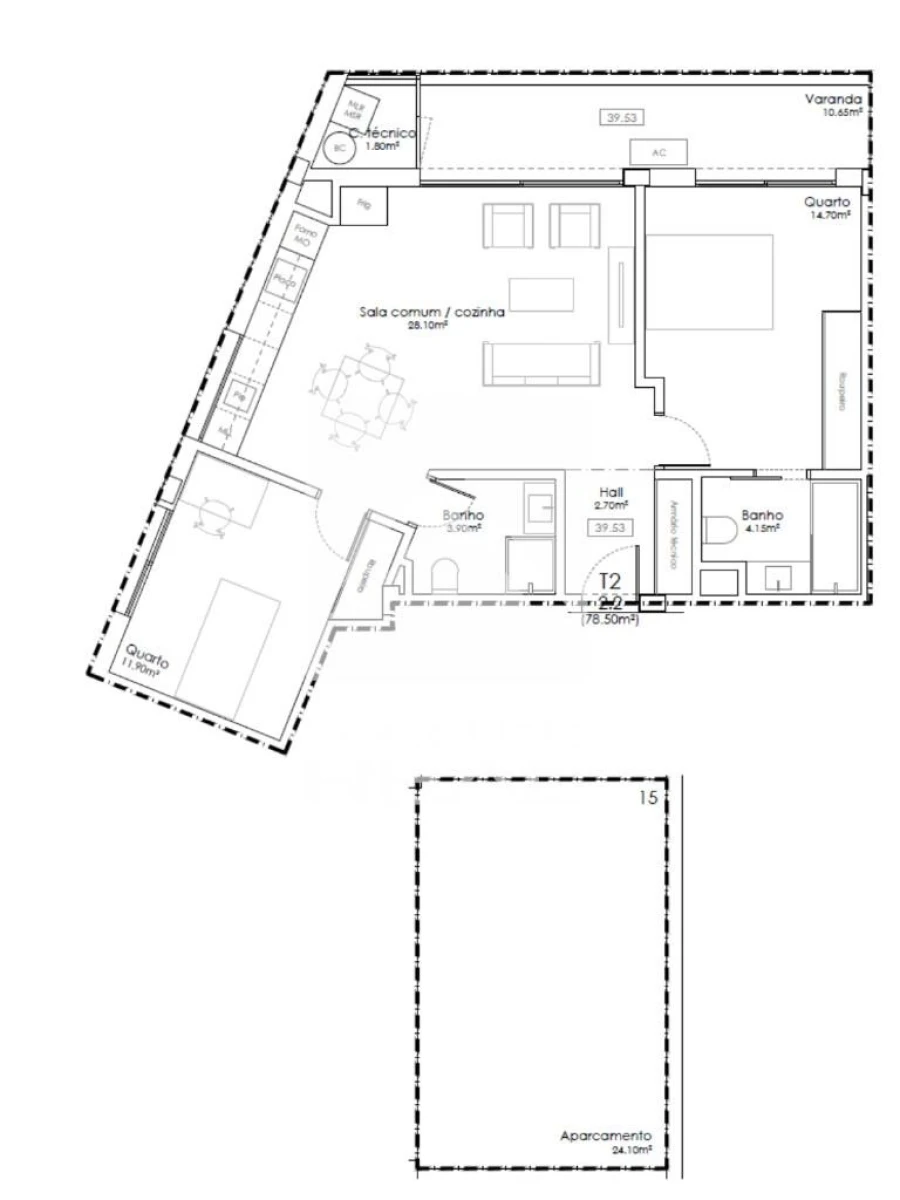 Apartamento T2 para Venda em Gulpilhares e Valadares Foto 14