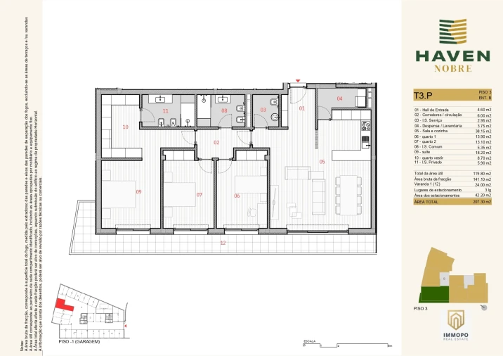 Apartamento T3 para Venda em Silvares, Pias, Nogueira e Alvarenga Planta 1