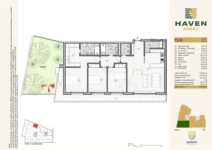 Apartamento T3 para Venda em Silvares, Pias, Nogueira e Alvarenga Planta 1