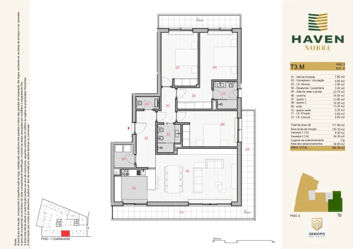 Apartamento T3 para Venda em Silvares, Pias, Nogueira e Alvarenga Planta 1