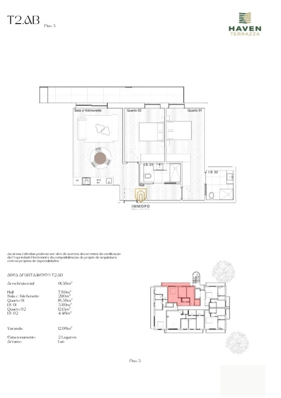 Apartamento T2 para Venda em Gondomar (São Cosme), Valbom e Jovim Planta 1