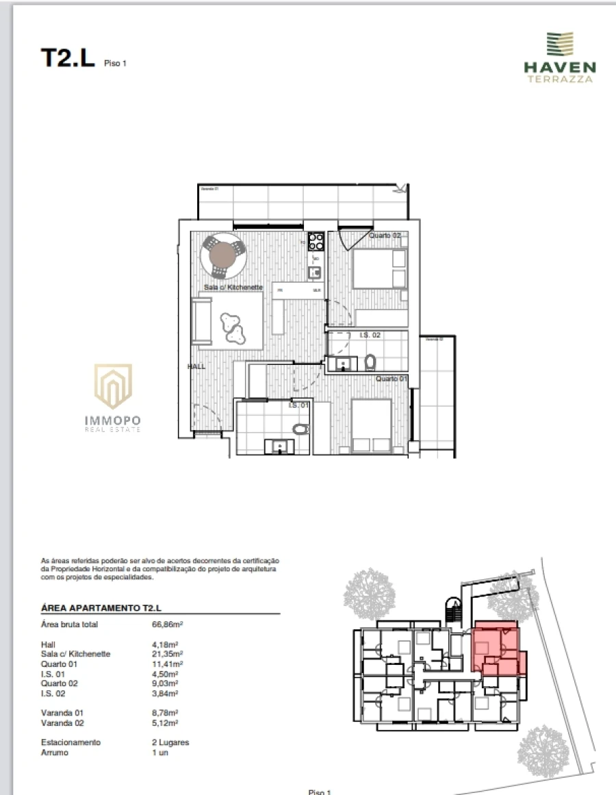 Apartamento T2 para Venda em Gondomar (São Cosme), Valbom e Jovim Planta 1
