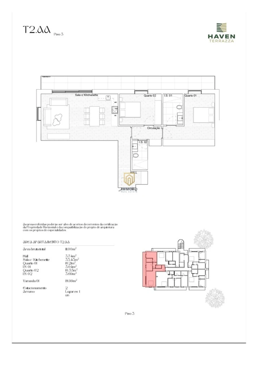 Apartamento T2 para Venda em Gondomar (São Cosme), Valbom e Jovim Planta 1