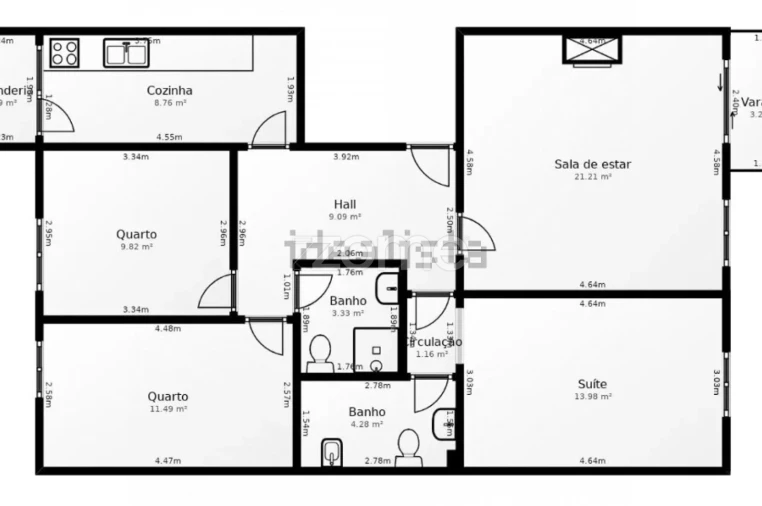 Apartamento T3 para Venda em Nogueira, Fraião e Lamaçães Planta 1