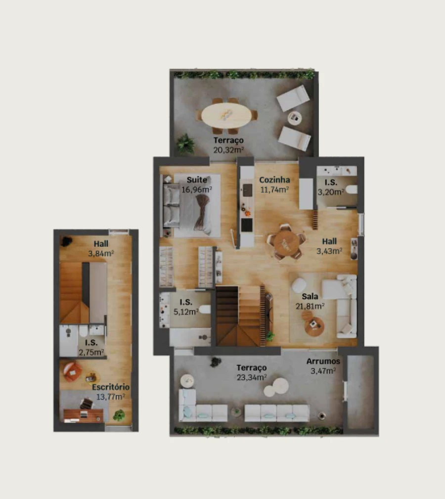 Apartamento T2 para Venda em Glória e Vera Cruz Planta 1