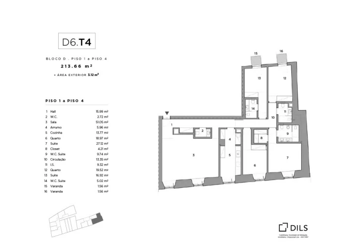 Apartamento T4 para Venda em Belém Planta 1