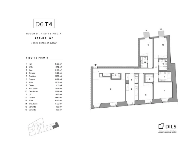 Apartamento T4 para Venda em Belém Planta 1