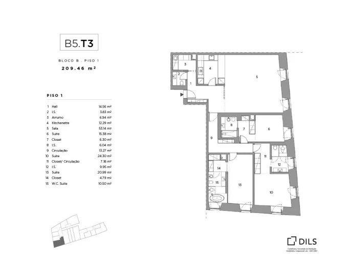 Apartamento T3 para Venda em Belém Planta 1